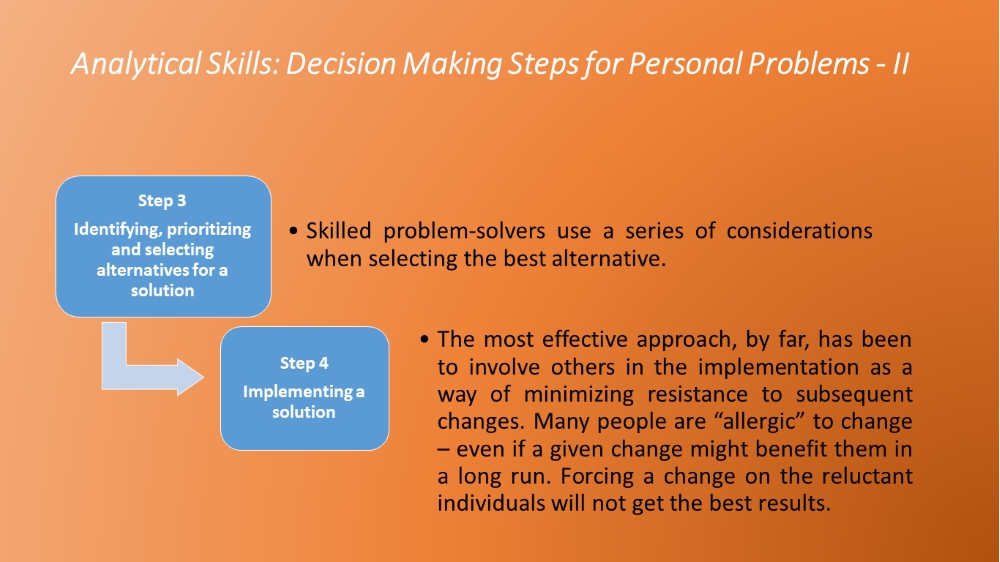 Analytical Skills - Steps 3 & 4 for Problem Solving